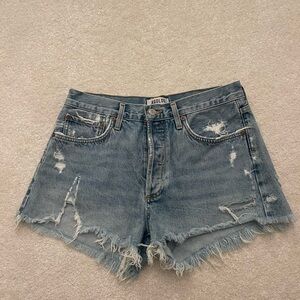 Agolde Blue Distressed Jean Shorts
